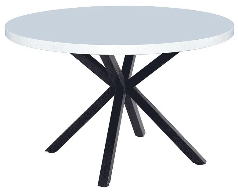 Kondela Jedálenský stôl, biela matná/čierna, priemer 120 cm, MEDOR