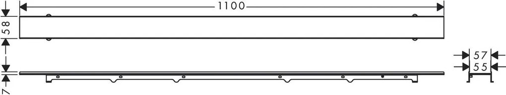 Hansgrohe RainDrain Rock, vrchná sada sprchového žľabu 1000, skracovateľný, na položenie dlažby, HAN-56033000