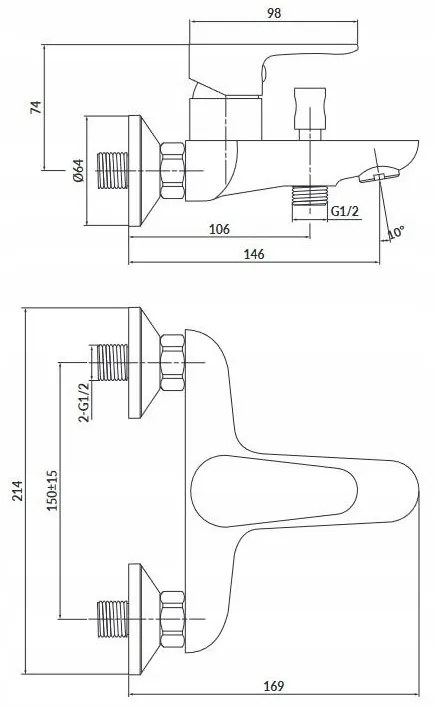 Cersanit Libra - vaňová batéria, chrómová, S951-406