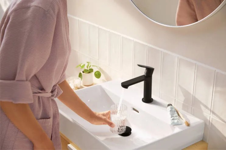 Hansgrohe Rebris S, umývadlová batéria 110 bez odtokovej súpravy, CoolStart, čierna matná, HAN-72520670