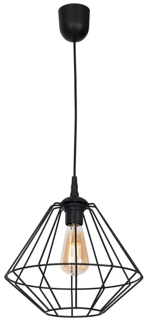 Závesné svietidlo Colin, 1x čierne drôtené tienidlo, b