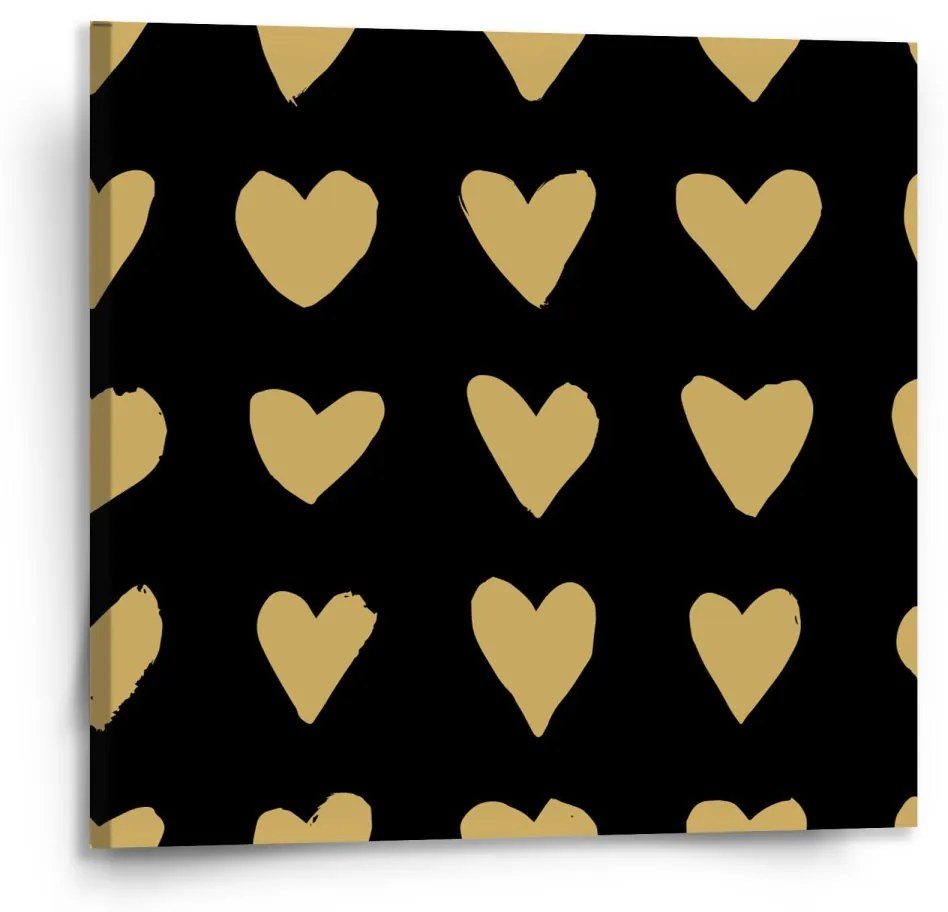 Sablio Obraz Zlaté srdiečka - 110x110 cm