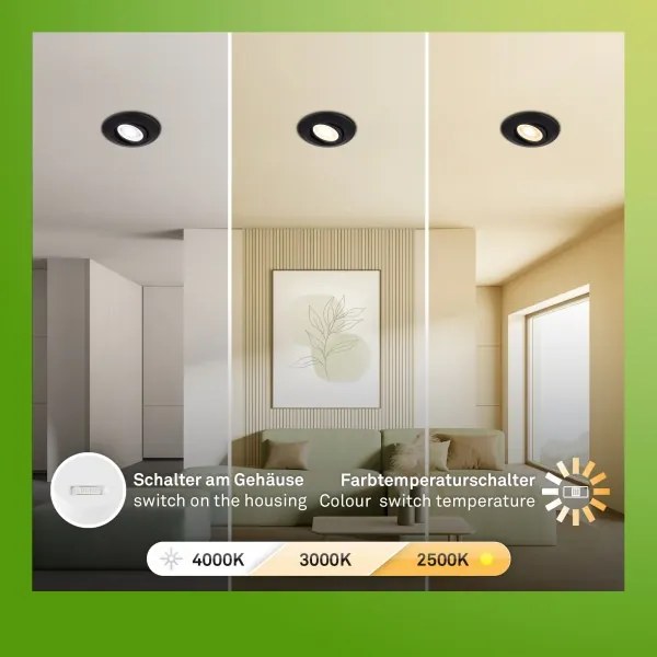 Briloner 7587035-sada 3xLED kúpeľňové podhľadové svietidlo KLIRA 1xLED/4,9W/230V IP23 čierna