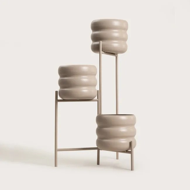 Stojan na kvety BUUBLE s kvetináčmi, béžový 765766