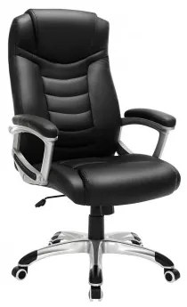 Kancelárske kreslo, v imitácii kože, 67-77x53x52cm, čierne