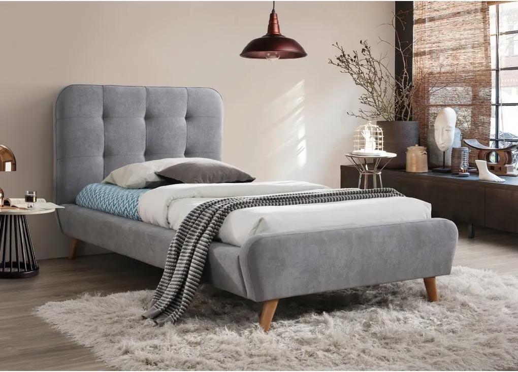 Sivá čalúnená postel TIFFANY 90 x 200 cm Matrac: Matrac COCO MAXI 23 cm