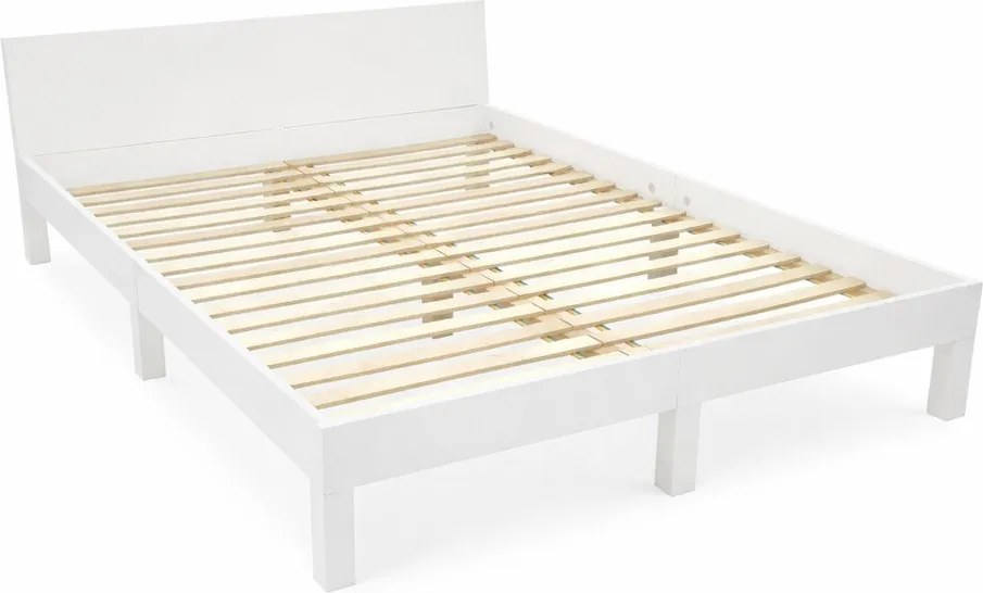 Biela dvojlôžková posteľ z bukového dreva s roštom 160x200 cm Dabi - Ragaba