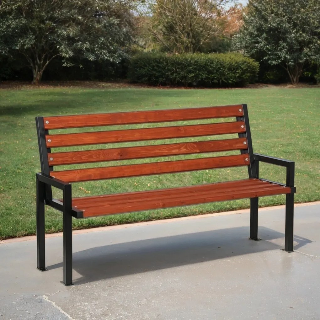 Vonkajšia lavička CITY s operadlom 1+1 ZADARMO, 1660 mm, mahagón tmavý