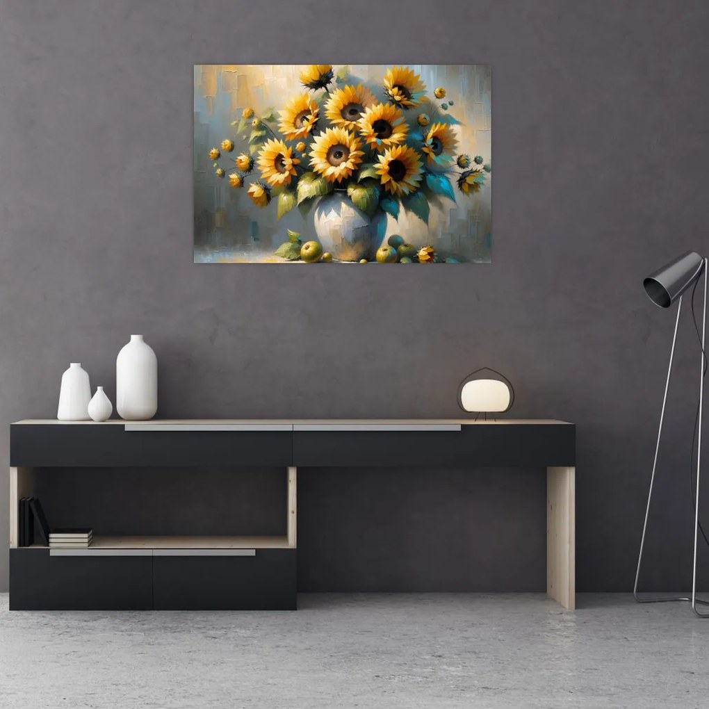 Obraz – Váza so slnečnicami (90x60 cm)