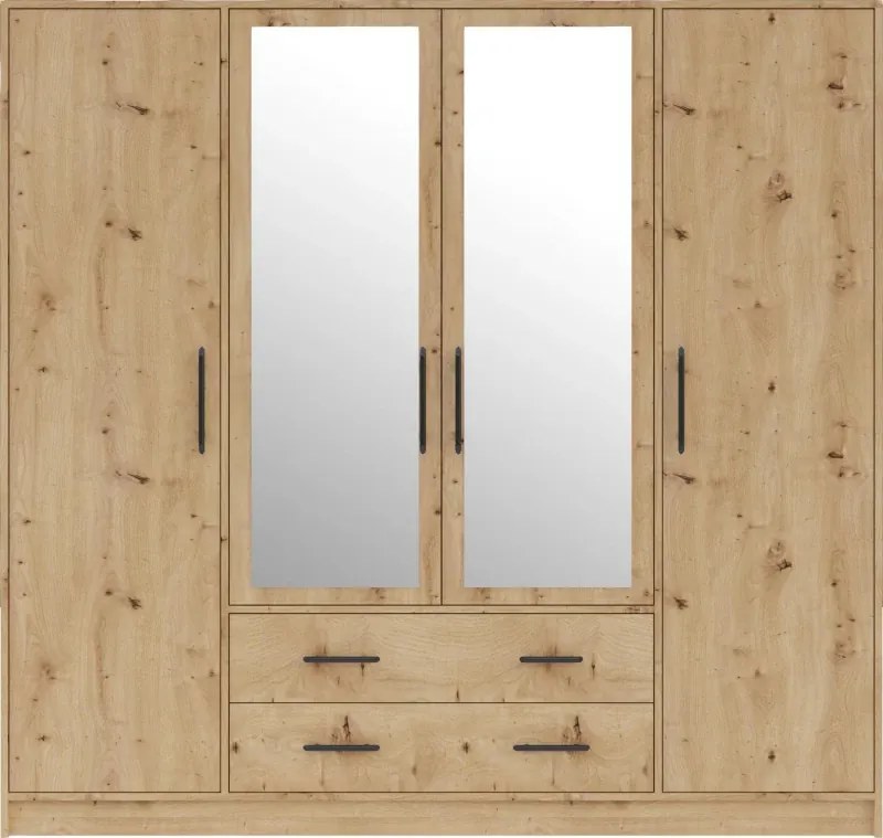 Šatník Smart 200 cm, artisan, zrkadlo