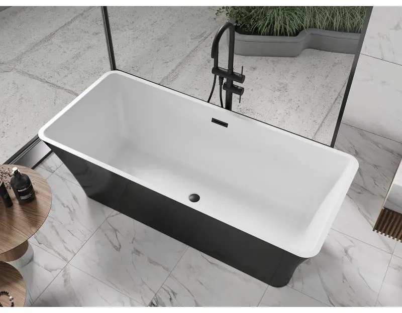 Mexen Tonia, voľne stojaca vaňa 170 x 75 cm, biela-čierna, čierny matný prepad, 52171707575-70