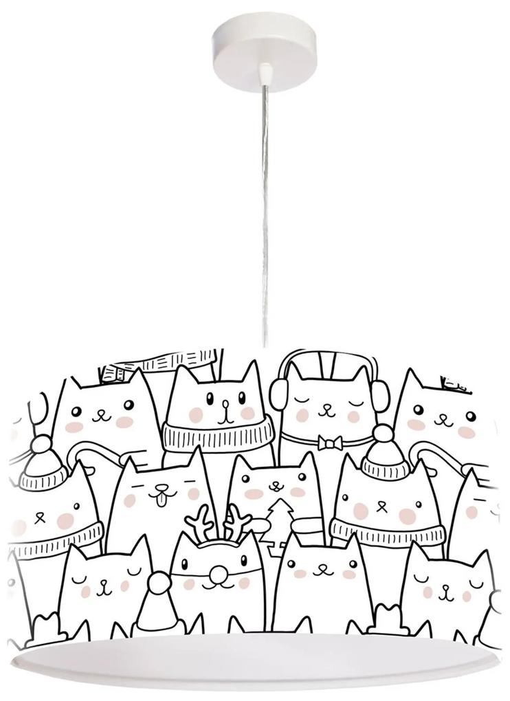S mačacím motívom potlačená závesná lampa Cats