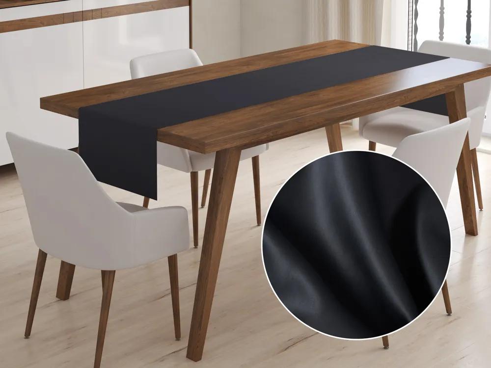 Biante Bavlnený saténový behúň na stôl ST-006 Čierny 20x140 cm
