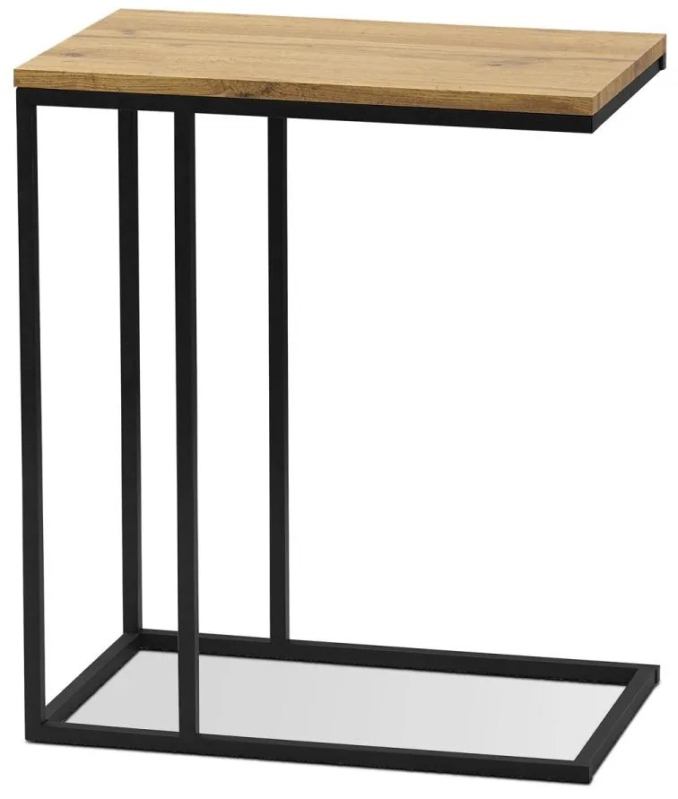 Odkladací stolík AF-3006 OAK doska MDF, dekor divokého duba, čierny kov