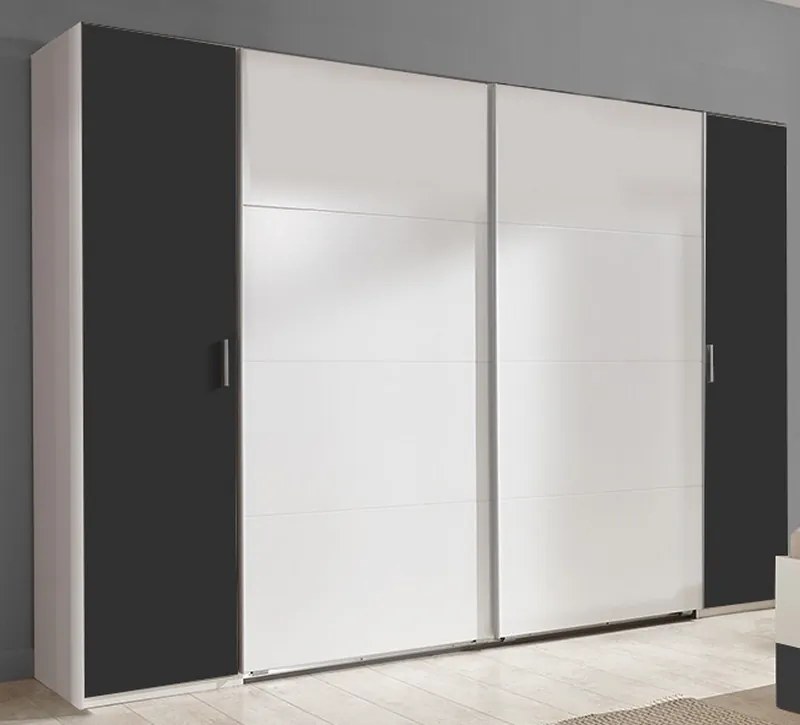 Šatníková skriňa Lotto, biela/grafitová