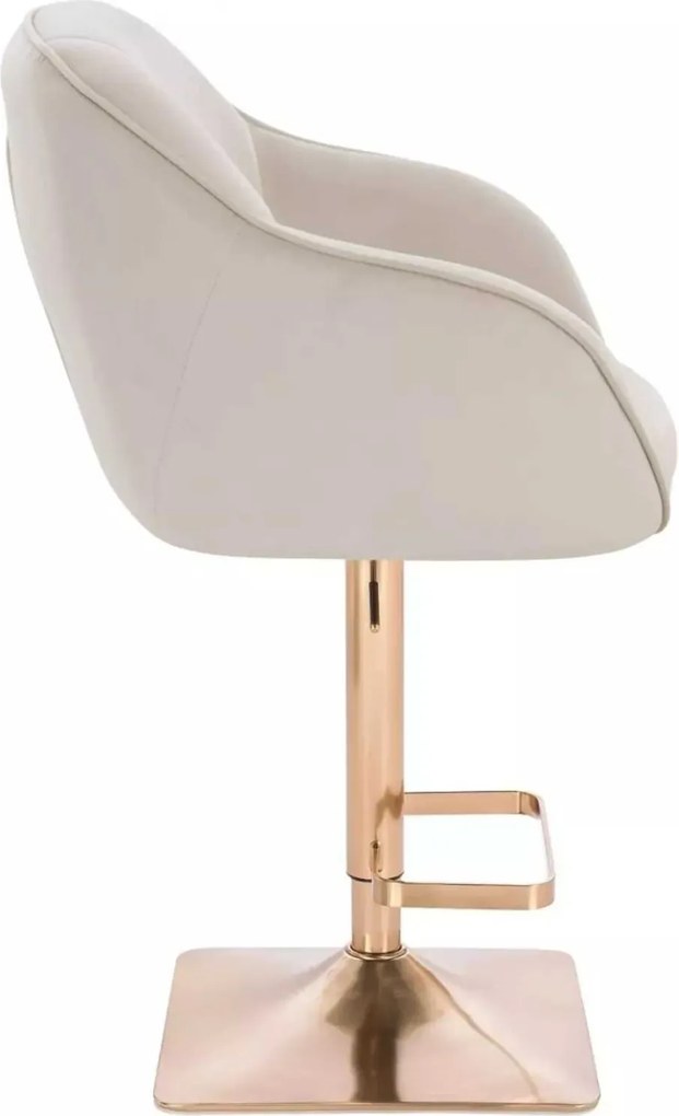 LuxuryForm DESIGN Barová stolička AVOLA VELUR na zlatej hranatej podstave - krémová