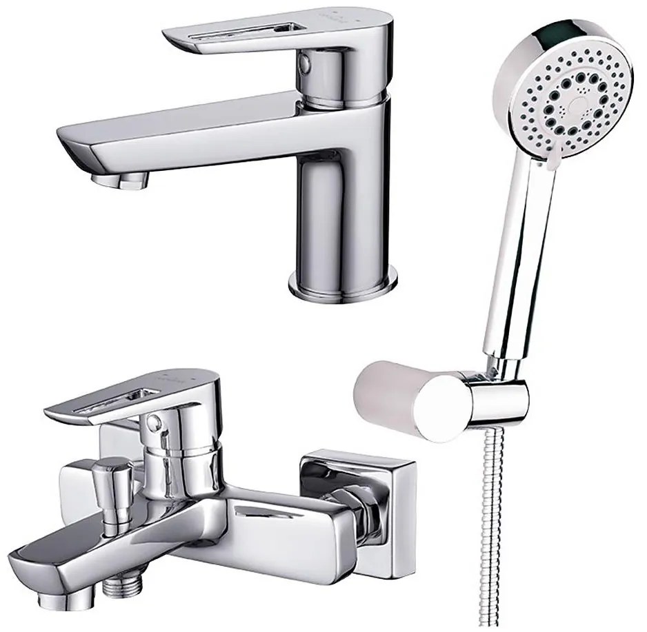 Cersanit S952-003 - vaňová sada s batériou + umývadlová batéria MILLE chróm lesk