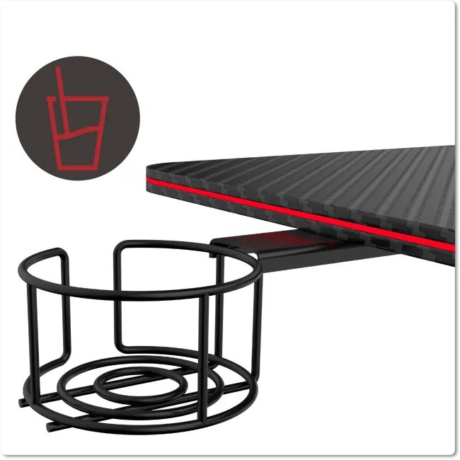 Herný stôl s LED osvetlením SHADOW GAMER 2.0 elektrický, čierny
