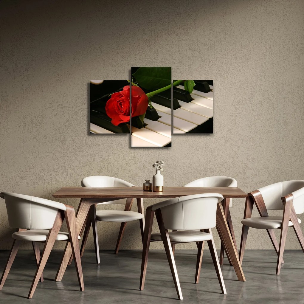 Obraz - Klavír a ruža (90x60 cm)