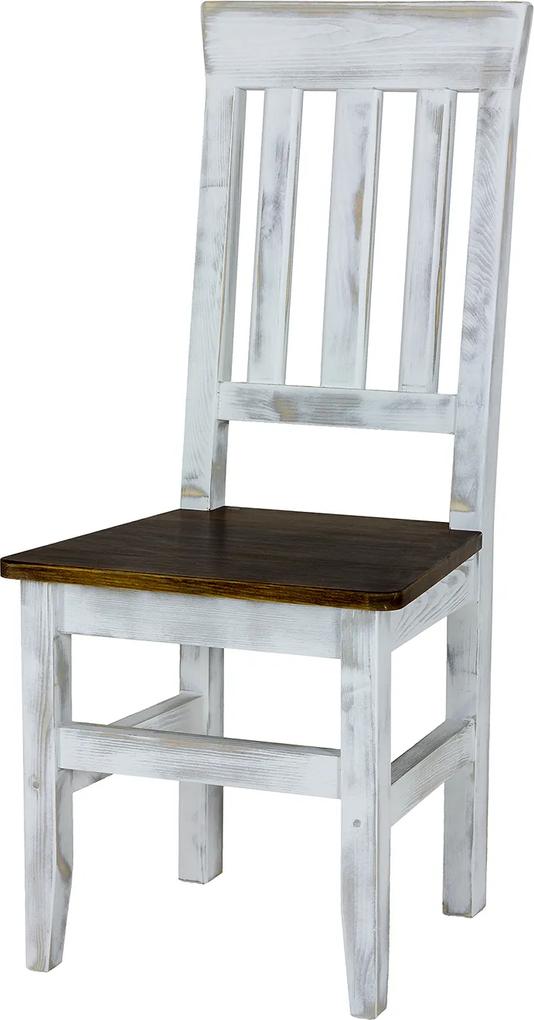 WOSK Rustikálna stolička z masívu SKN 04 Farba nábytku:: K03 - Biela Patina, Farba dosky:: K01 - Svetlý vosk