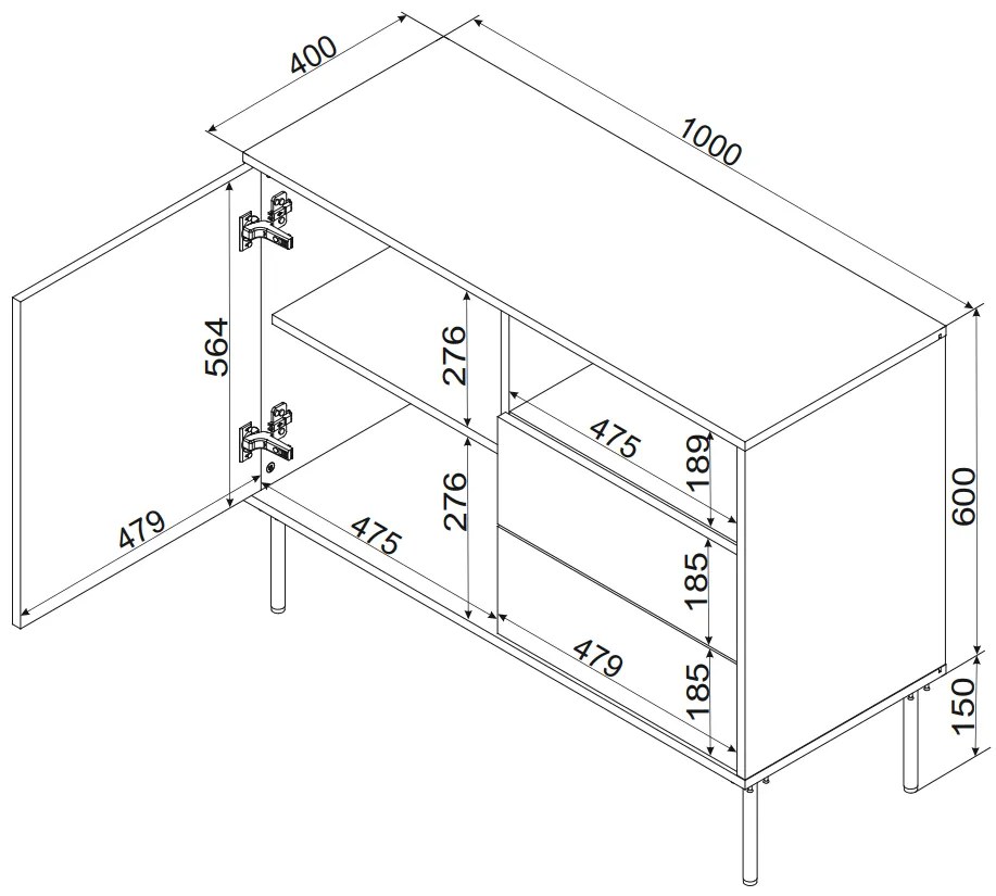 Cama Komoda Trese 1D2S - zelená