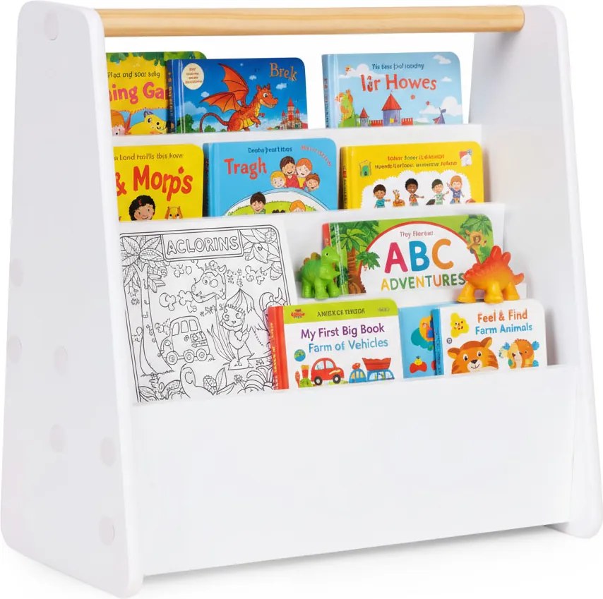 Montessori detský organizér na knihy 2 úrovne biely ECOTOYS
