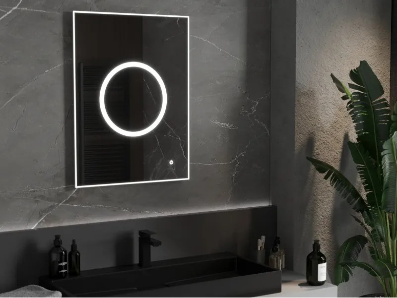 Mexen Koga, LED kúpeľňové zrkadlo s podsvietením 60 x 80 cm, 6000K, ochrana proti zahmlievaniu, 9821-060-080-611-00