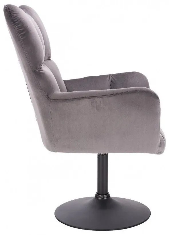LuxuryForm DESIGN Otočné kreslo AURORA VELUR na čiernom tanieri - tmavosivé