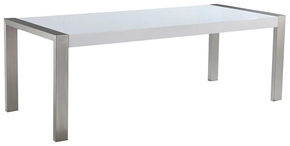 Jedálenský stôl 220 x 90 cm biela/strieborná ARCTIC I Beliani
