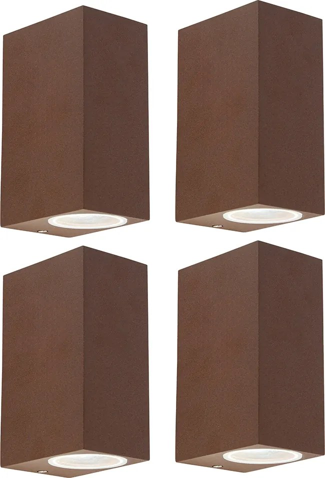 Sada 4 inteligentných nástenných svietidiel hrdzavohnedá IP44 vrátane 2 GU10 - Baleno