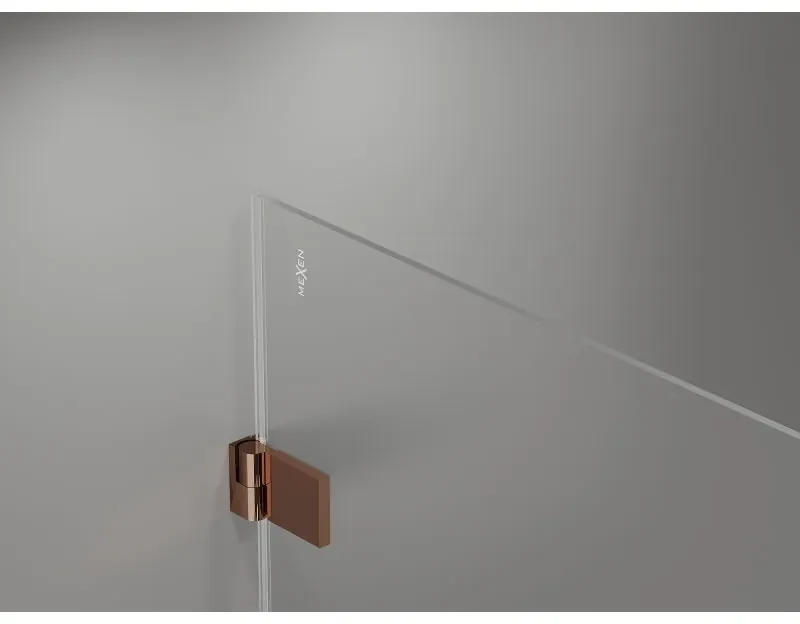 Mexen Lunar-B, výklopný sprchový kút ľavý 100 x 80 cm, 8mm číre sklo, profil medená matná, 832-100-080-65-00-L