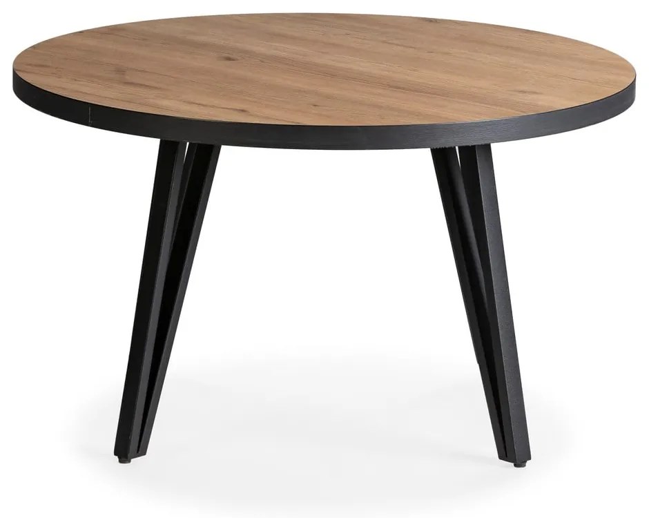 Okrúhly konferenčný stolík v čiernej a prírodnej farbe s doskou v dubovom dekore ø 80 cm Sindi – Marckeric