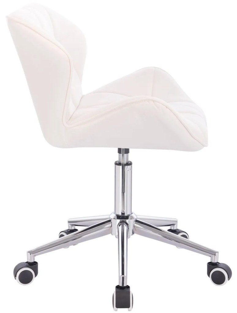 LuxuryForm DESIGN Stolička MILANO VELUR na striebornej podstave s kolieskami - biela