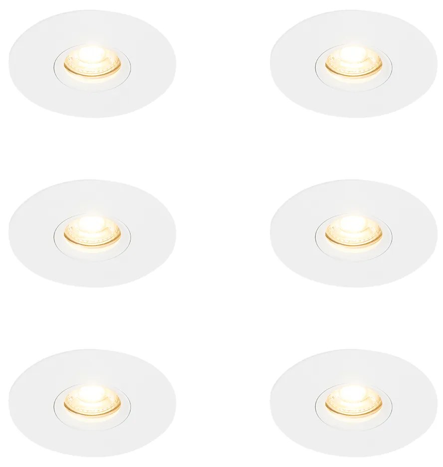 Sada 6 ks Moderné zapustené bodové biele 12 cm - Buco