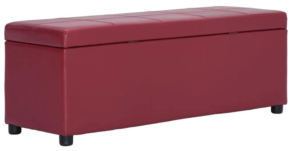 vidaXL Lavica s úložným priestorom 116 cm, vínovo červená, umelá koža