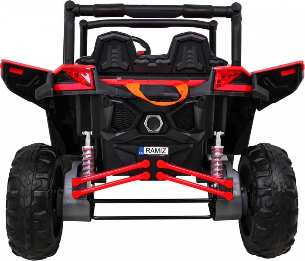 Ramiz Elektrická bugina UTV-MX pre deti červená + pohon 4x4 + diaľkové ovládanie + LED a audio + úložný priestor + EVA + pomalý štart