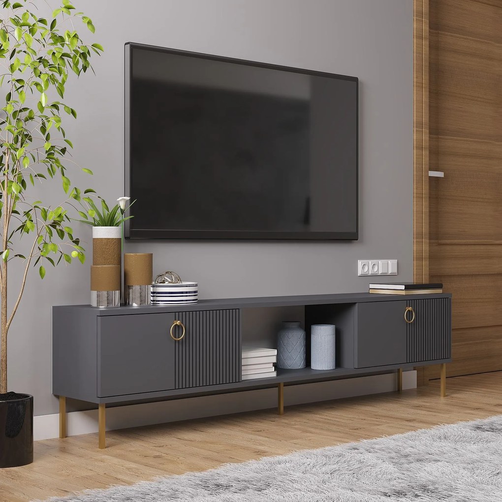 TV stolík/skrinka Payette (antracit). Akcia -18%. Vlastná spoľahlivá doprava až k Vám domov. 1127712