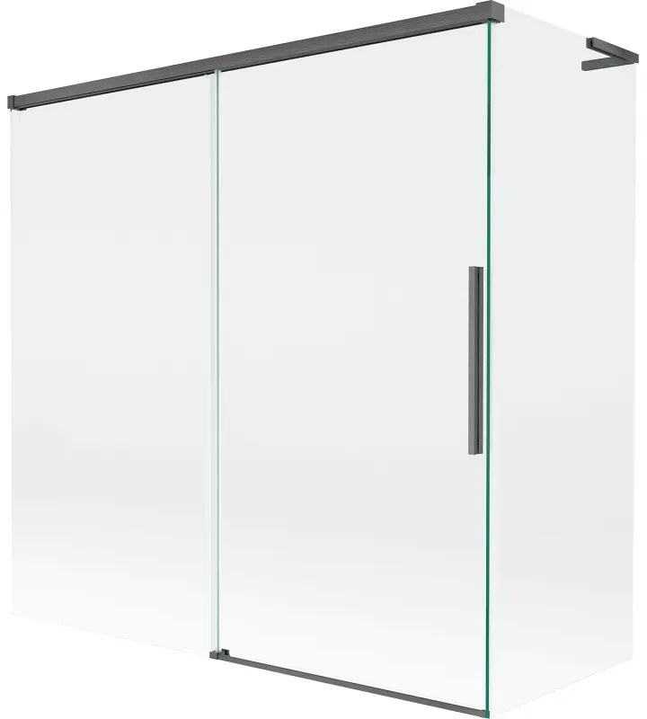 Mexen Rox, L posuvná 2-krídlová vaňová zástena 160 + 75 x 150 cm, 8mm číre sklo, brúsený grafit profil, 8C9L-160-075-66-00