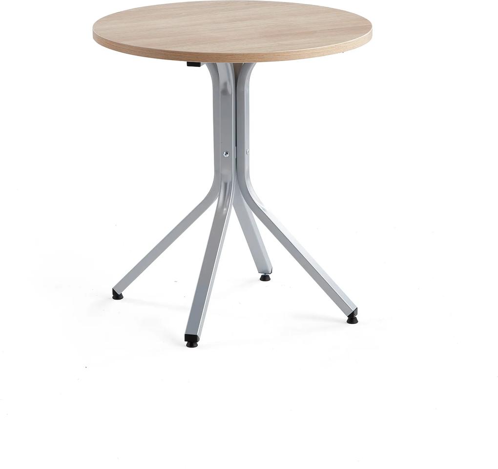 Stôl Various, Ø700x740 mm, strieborná, dub