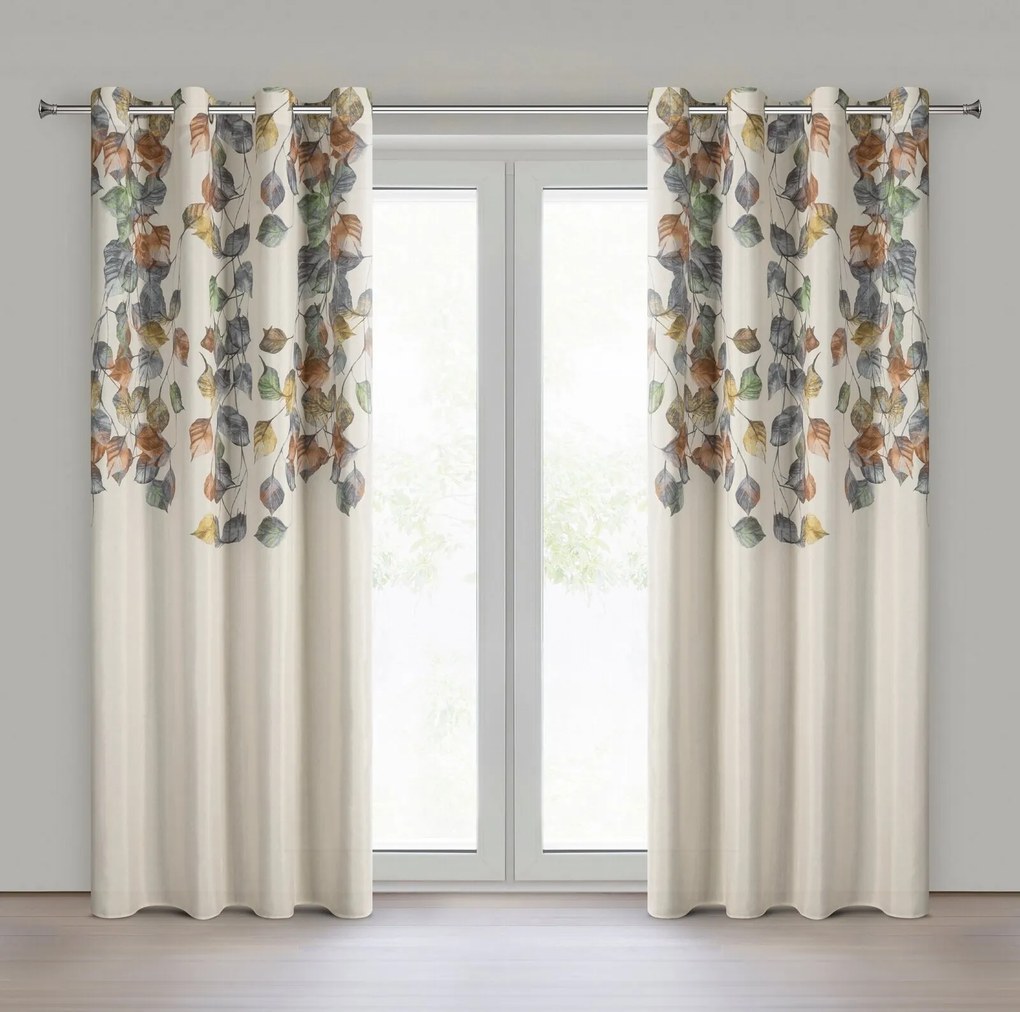 ZÁVES NA KRÚŽKOCH NORA 140X250 CM LISTY