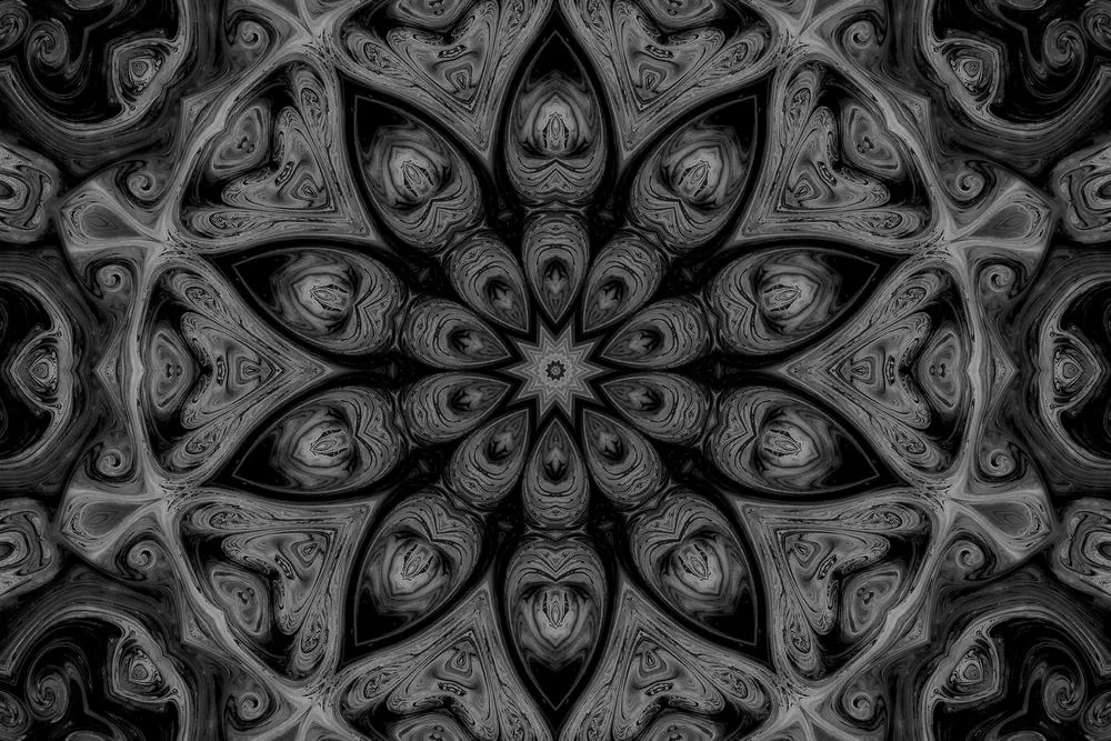 Obraz hypnotická Mandala v čiernobielom prevedení