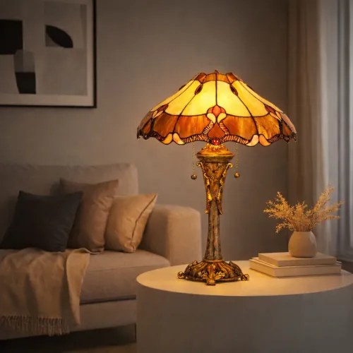 Rustikálna lampa Tiffany štýl stolová UNIQUE Ø 40*53 CM