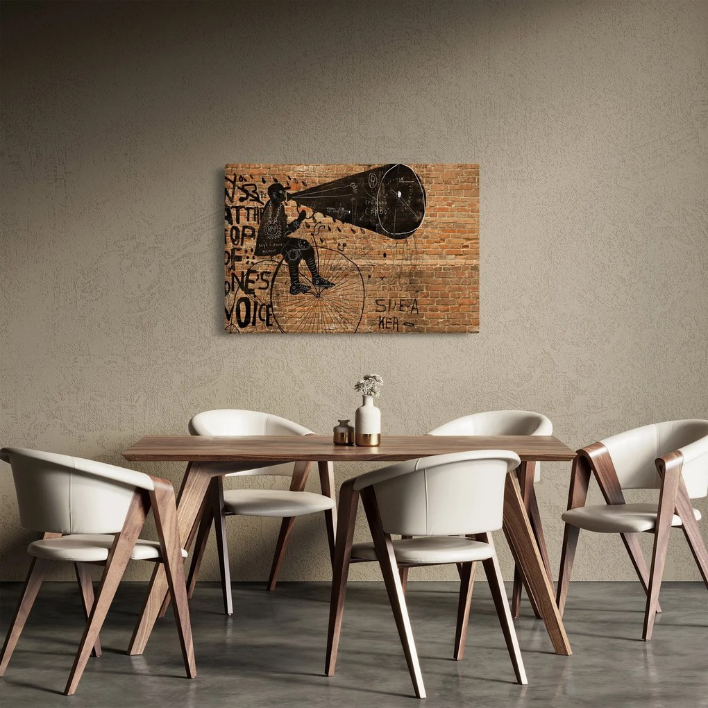 Obraz - Muž na bicykli v Banksyho štýle (90x60 cm)