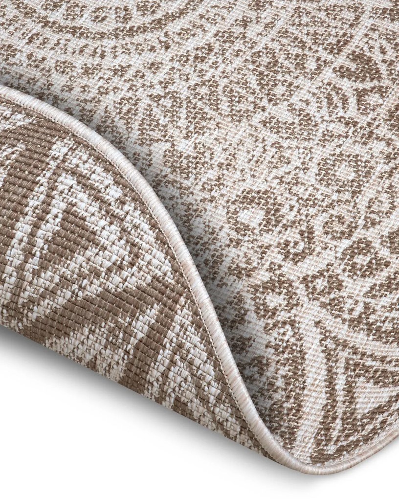 MK Original: Produkty s rodokmenem, Kusový koberec Mojkoberec Original Nora 105453 Linen kruh – na von aj na doma, 200x200 (priemer) kruh, hnedá, chodba / predsieň