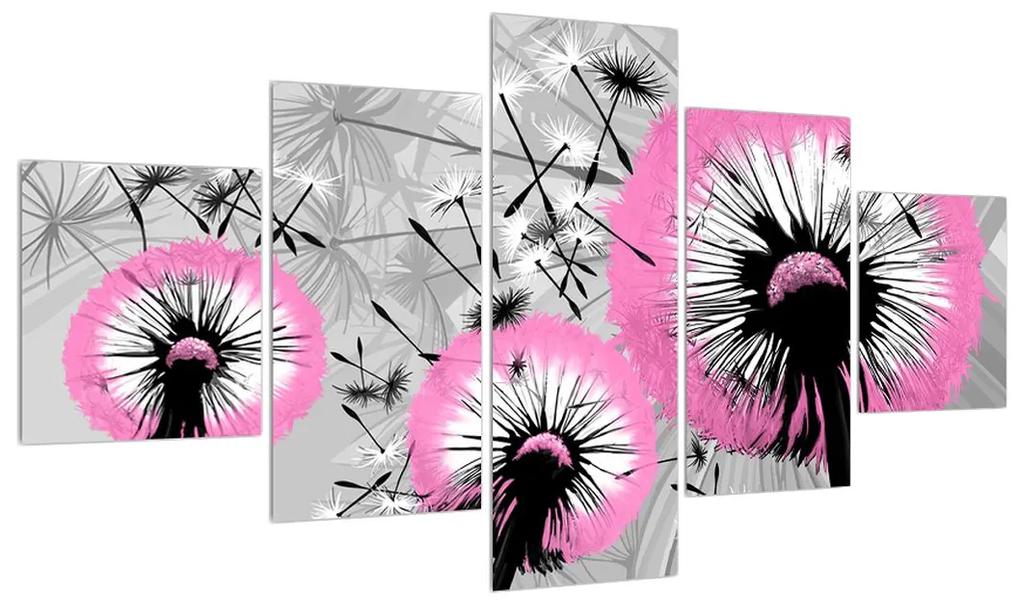 Moderný obraz páperia ružových púpav (K014183K12570)