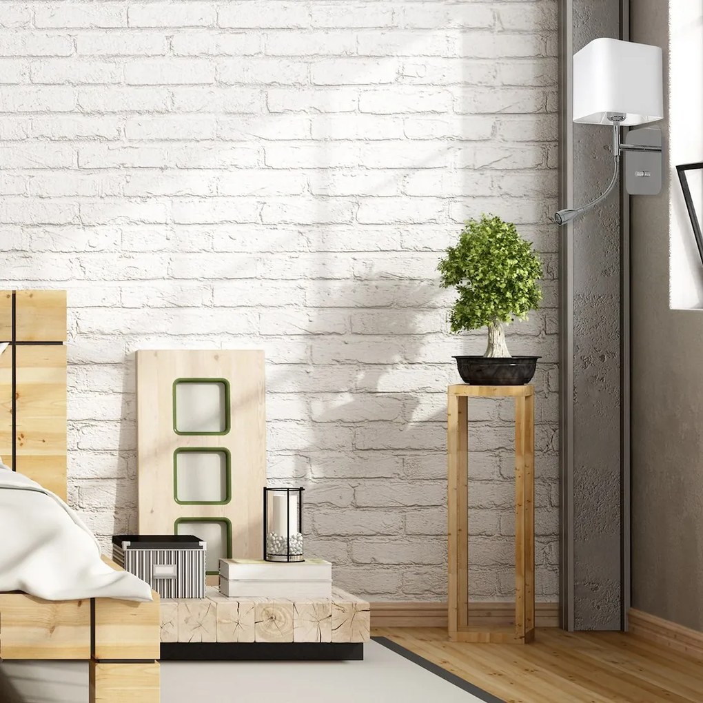 Nástenné svietidlo Napoli, 1x biele textilné tienidlo + 1xLED 1w, ch