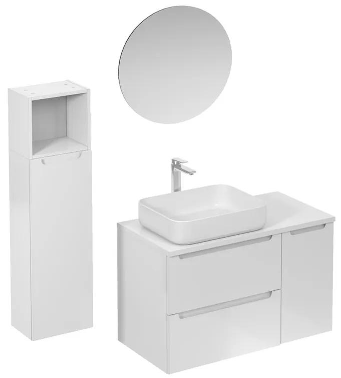 Kúpeľňová zostava s umývadlom vrátane umývadlovej batérie, vtoku a sifónu Naturel Stilla biela lesk KSETSTILLA019
