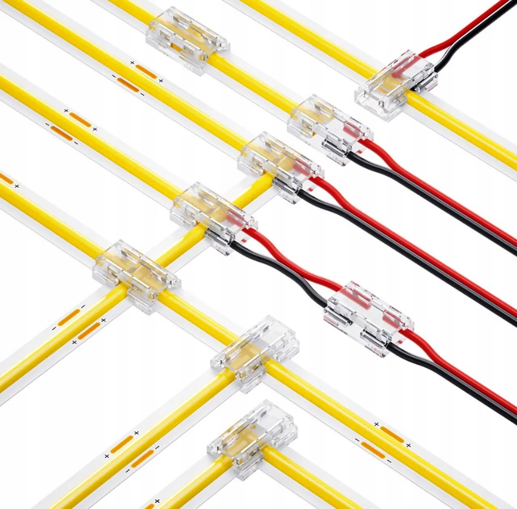 BERGE Univerzálny konektor pre COB SMD LED pásik 8mm, hranatý - zacvakávací