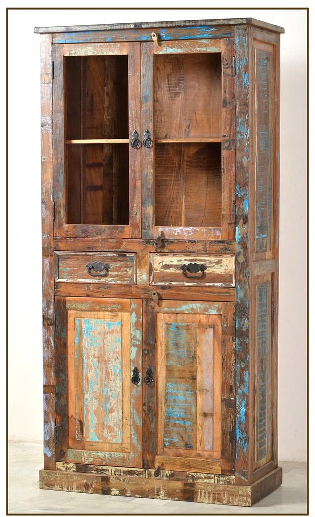 Zmiešaná Vitrína RIVERBOAT 90 × 40 × 180 cm 90 × 40 × 180 cm / veľkosť priehradiek – za sklenenými dverami (šírka x hĺbka) 32 × 29 cm, výška (ho SIT MÖBEL