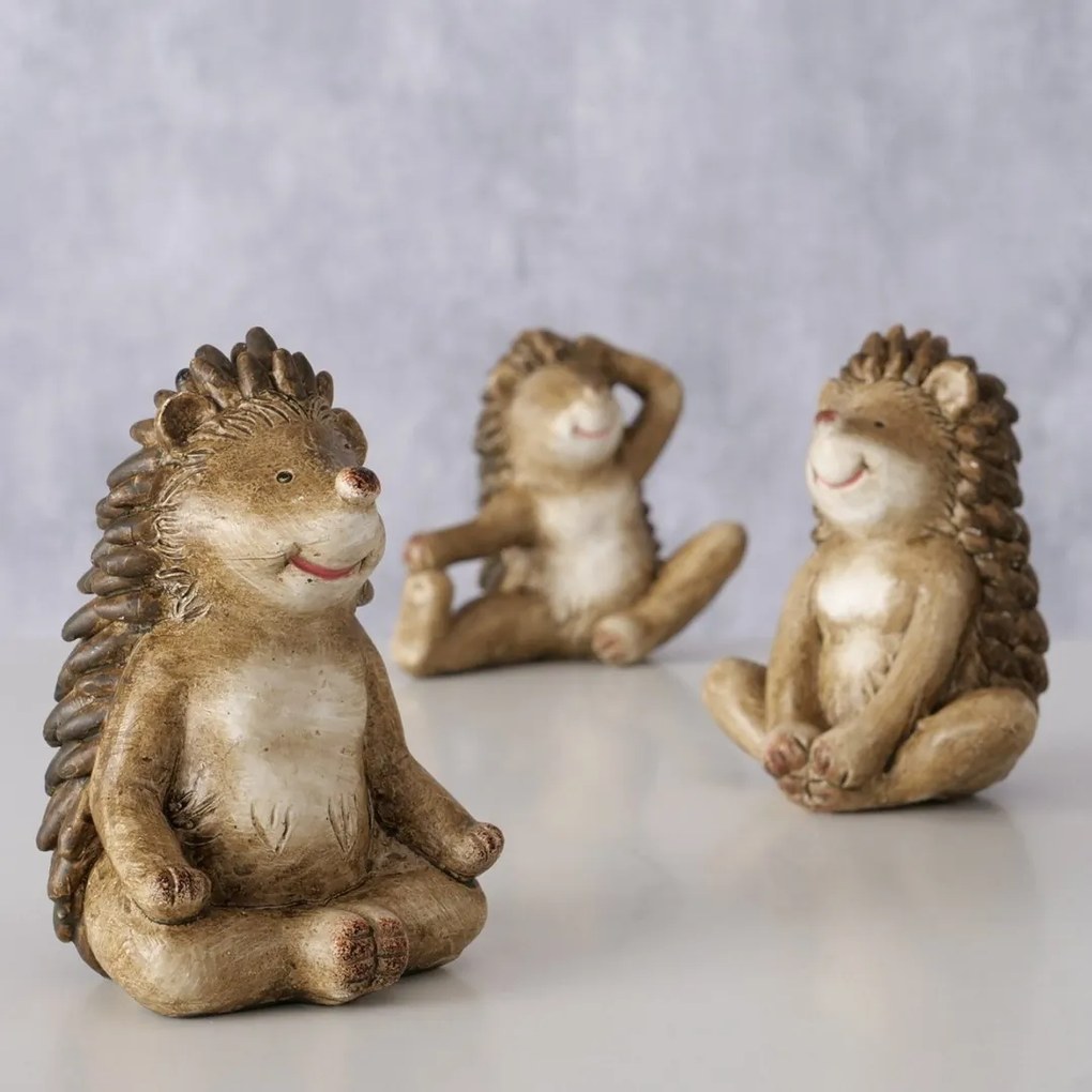 Záhradná figúrka z polyresinu Hugy, sada 3ks, 8 cm, hnedá